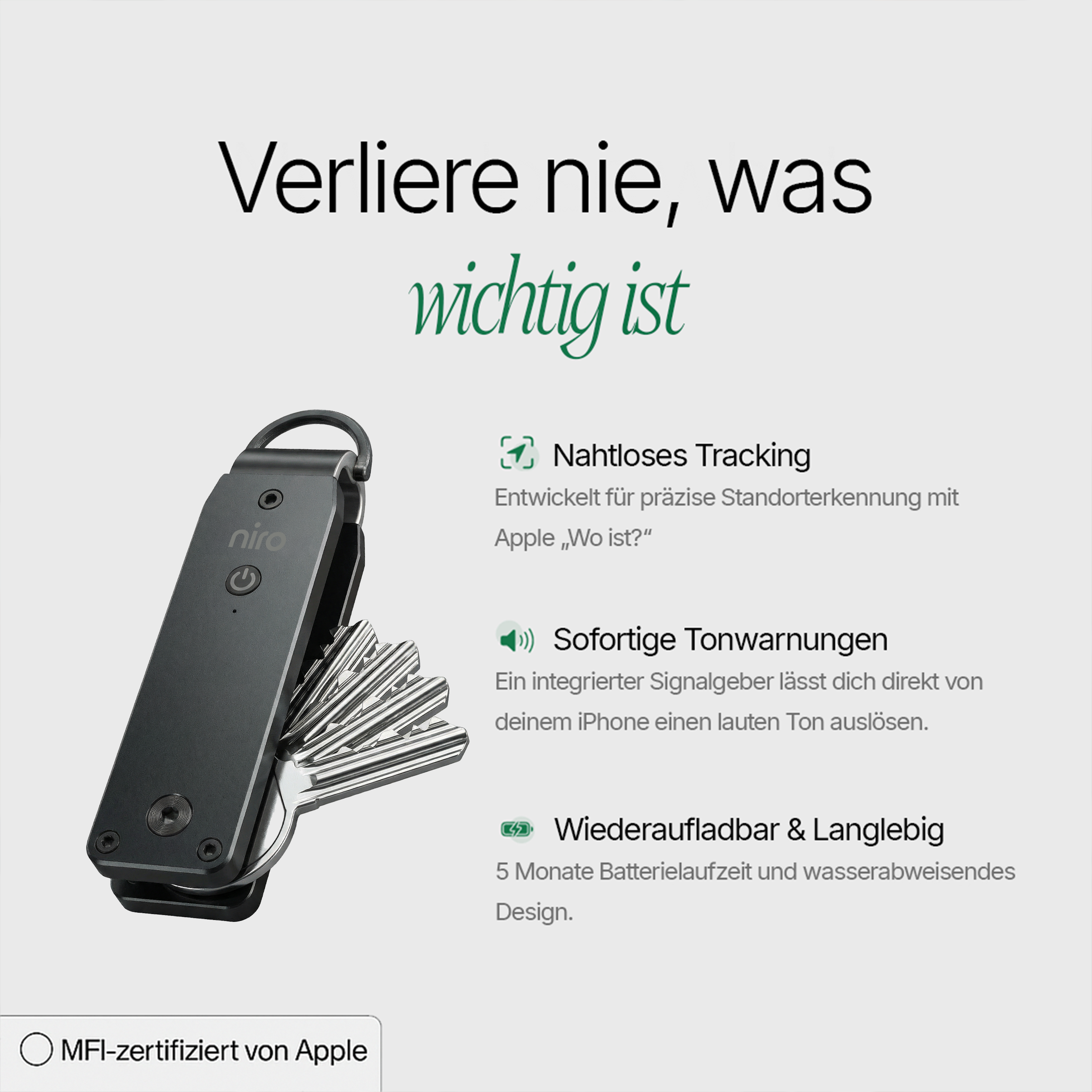 NIRO Tracking-Schlüsselorganizer
