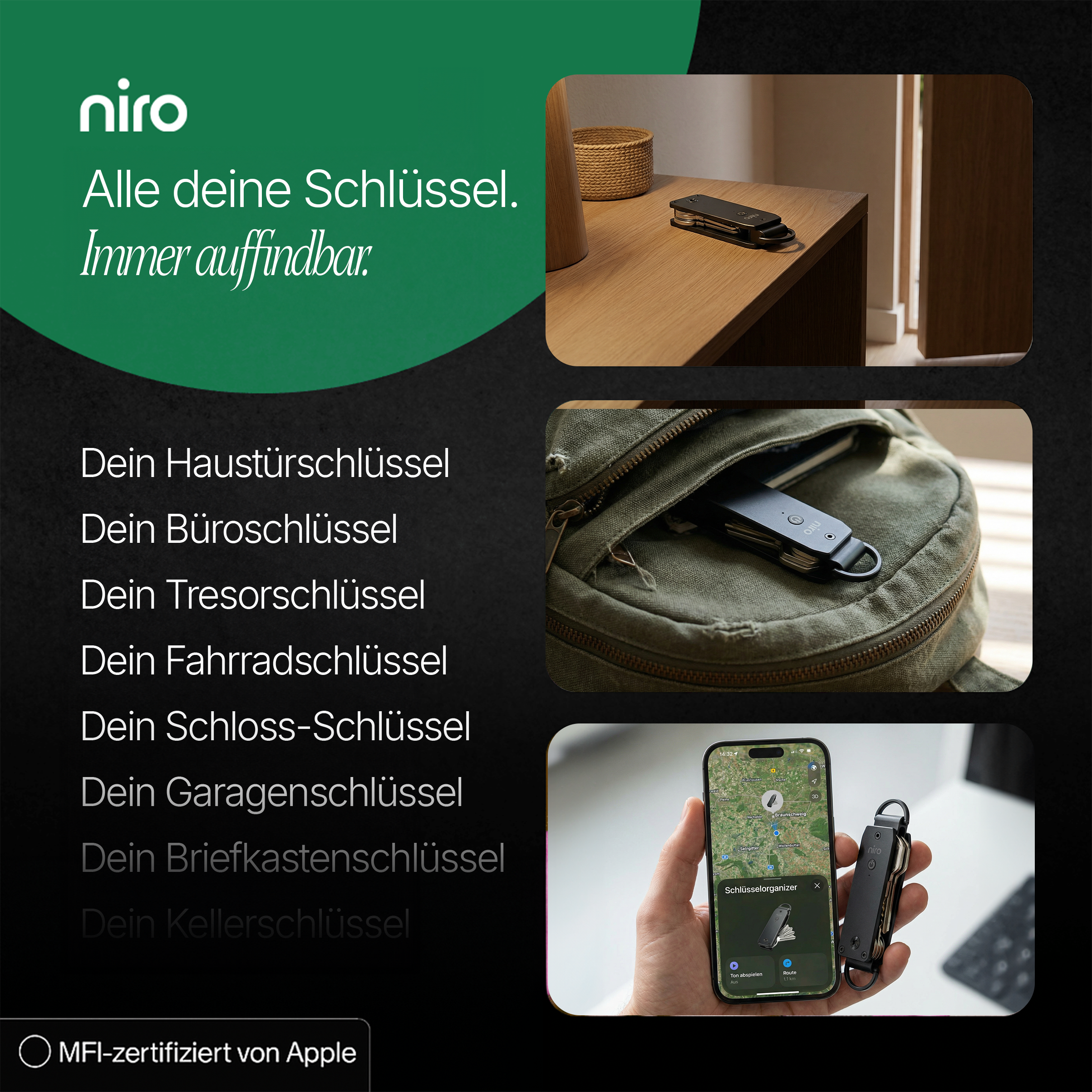 NIRO Tracking-Schlüsselorganizer